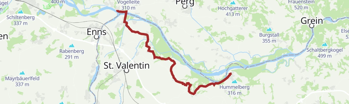 Route map: Jakobsweg Mostviertel: 3. Etappe: von Wallsee nach Mauthausen